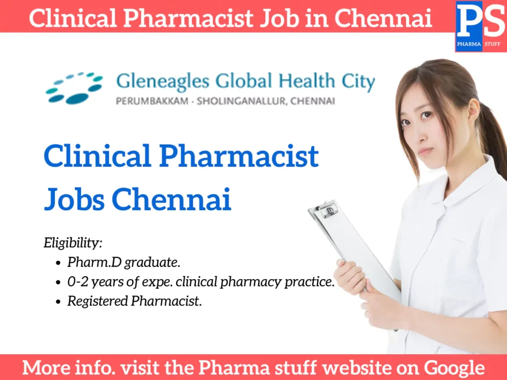 Clinical Pharmacist Job in Chennai | Gleneagle's Global Health City