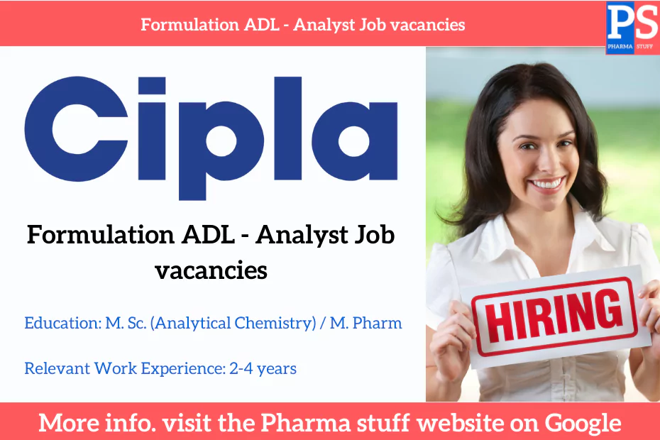 Cipla Hiring Formulation ADL - Analyst