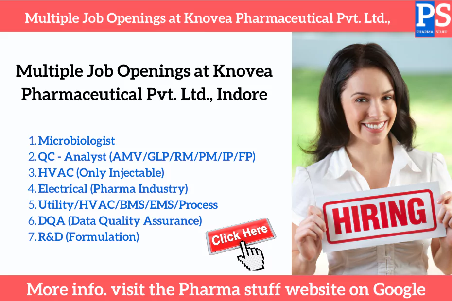 Multiple Job Openings at Knovea Pharmaceutical Pvt. Ltd., Indore