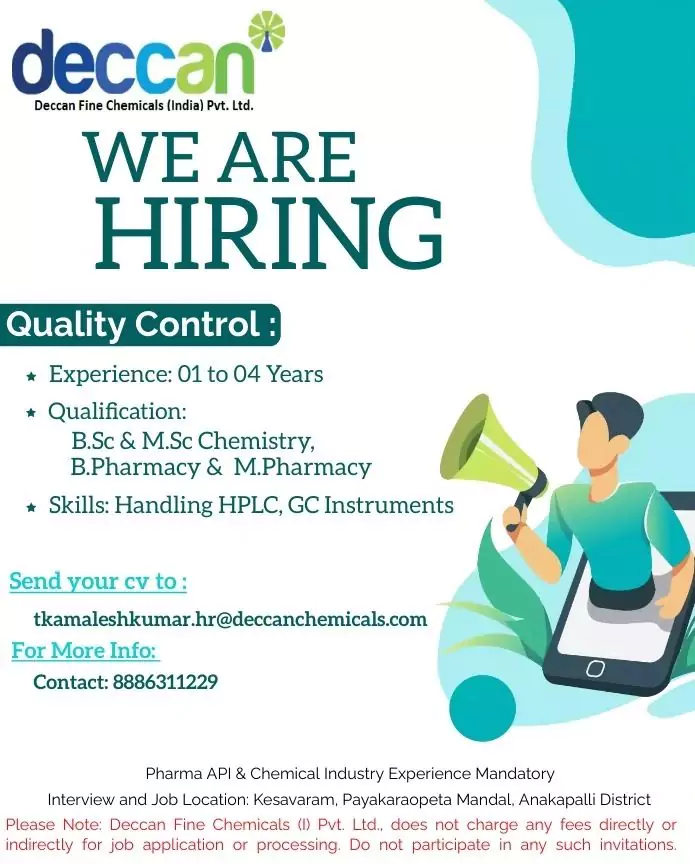 Quality Control Vacancies at Deccan Fine Chemicals