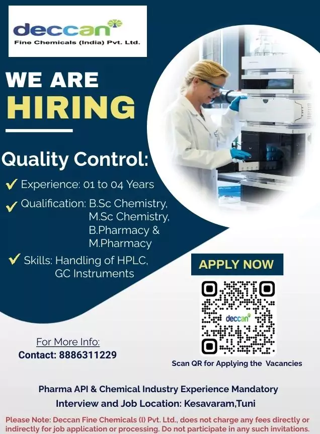 Quality Control Opportunities at Deccan Fine Chemicals: Apply Now