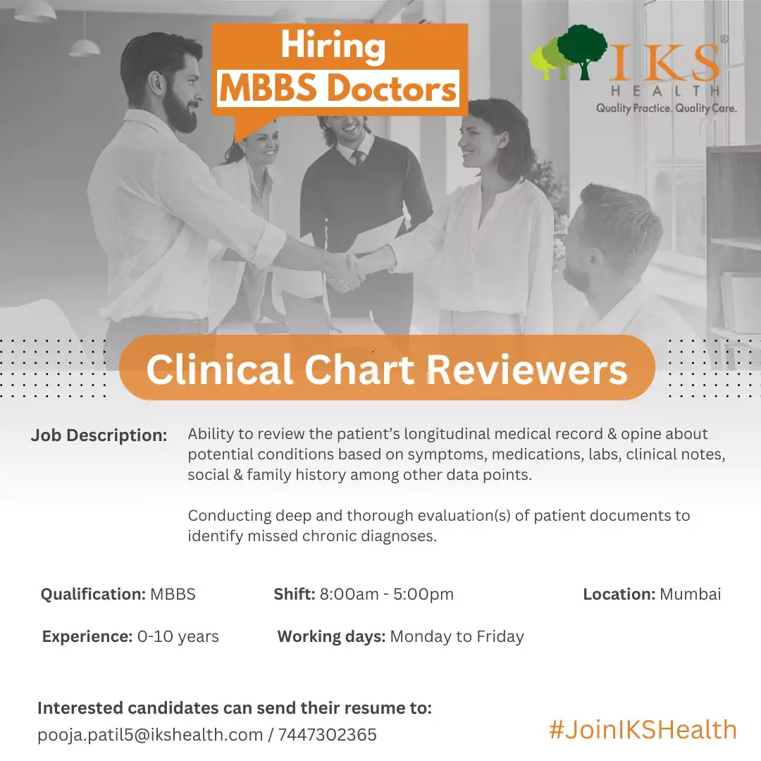 IKS Health hiring clinical Chart reviewers