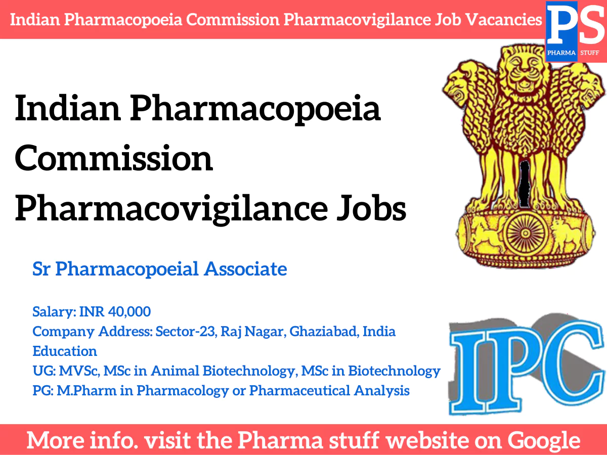 Indian Pharmacopoeia Commission Pharmacovigilance Job Vacancies