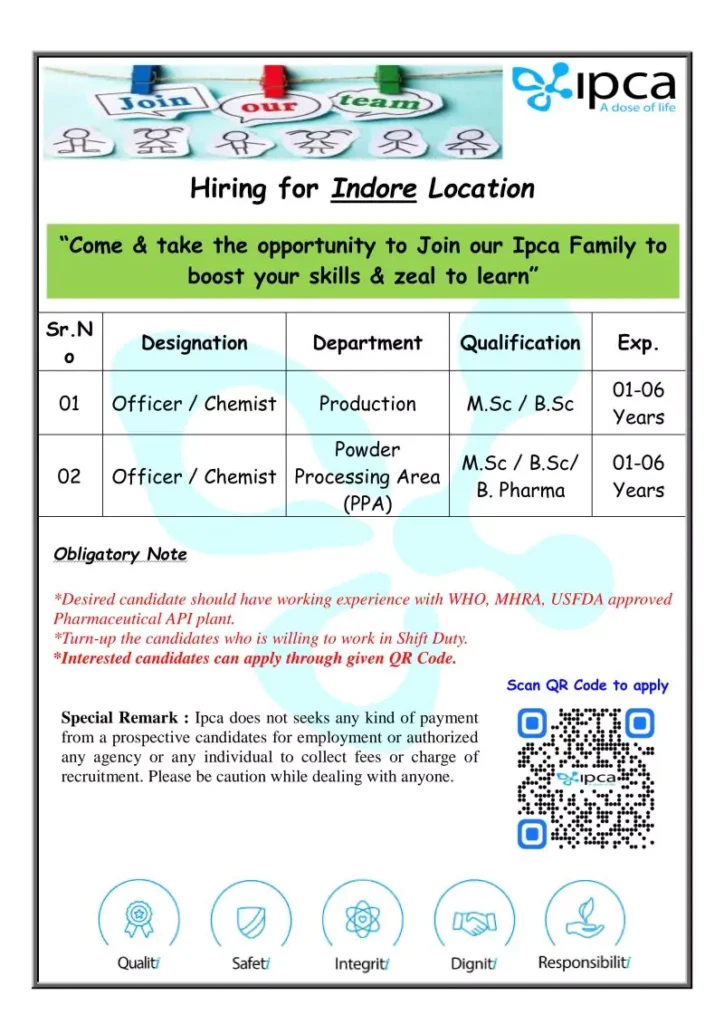 ipca laboratories job vacancies chemists