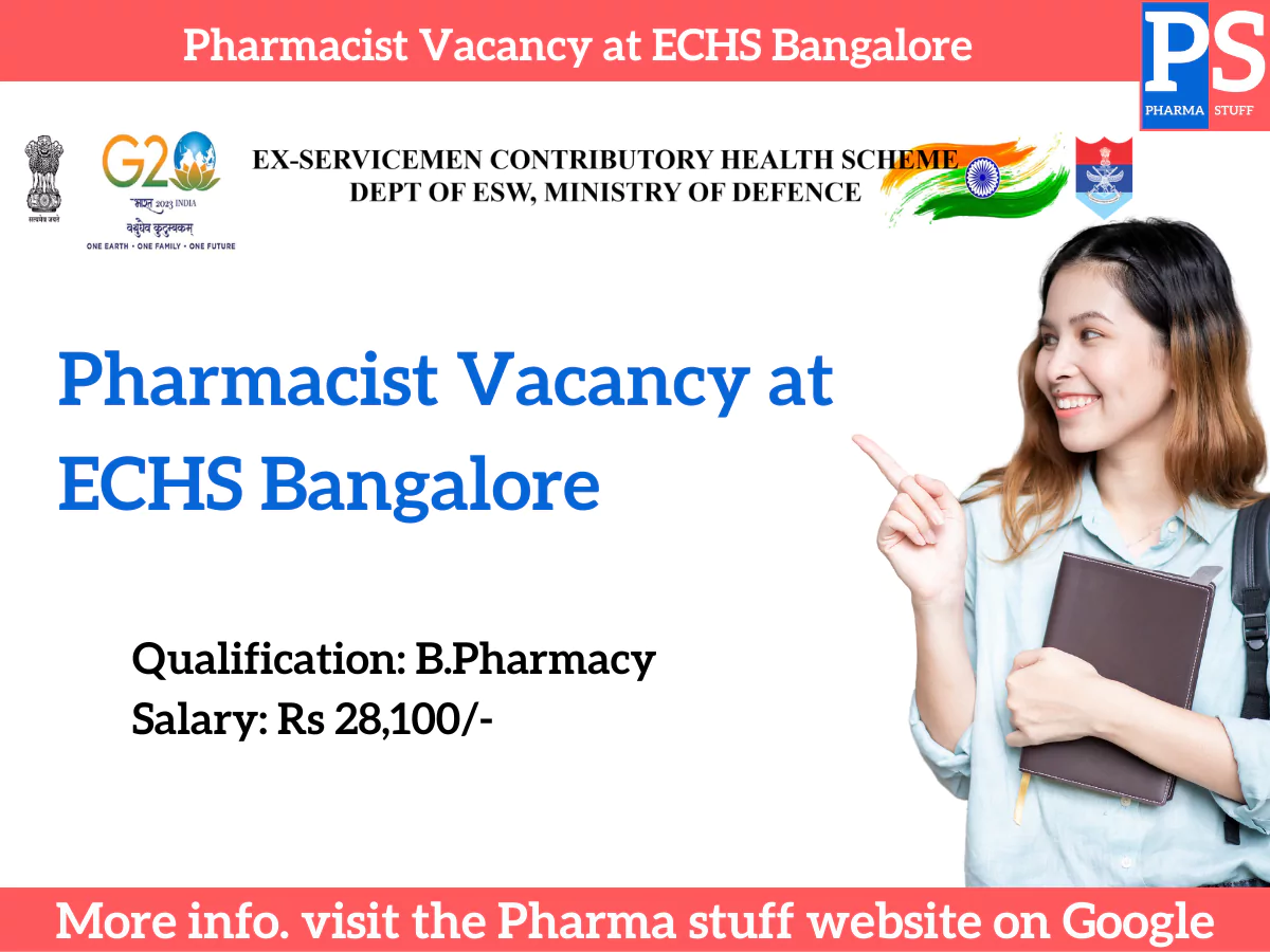 Pharmacist Vacancy at ECHS Bangalore