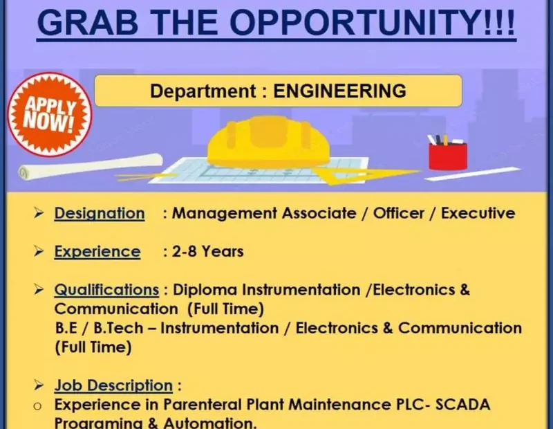 Pharmaceutical Engineering Opportunities at Sun Pharma