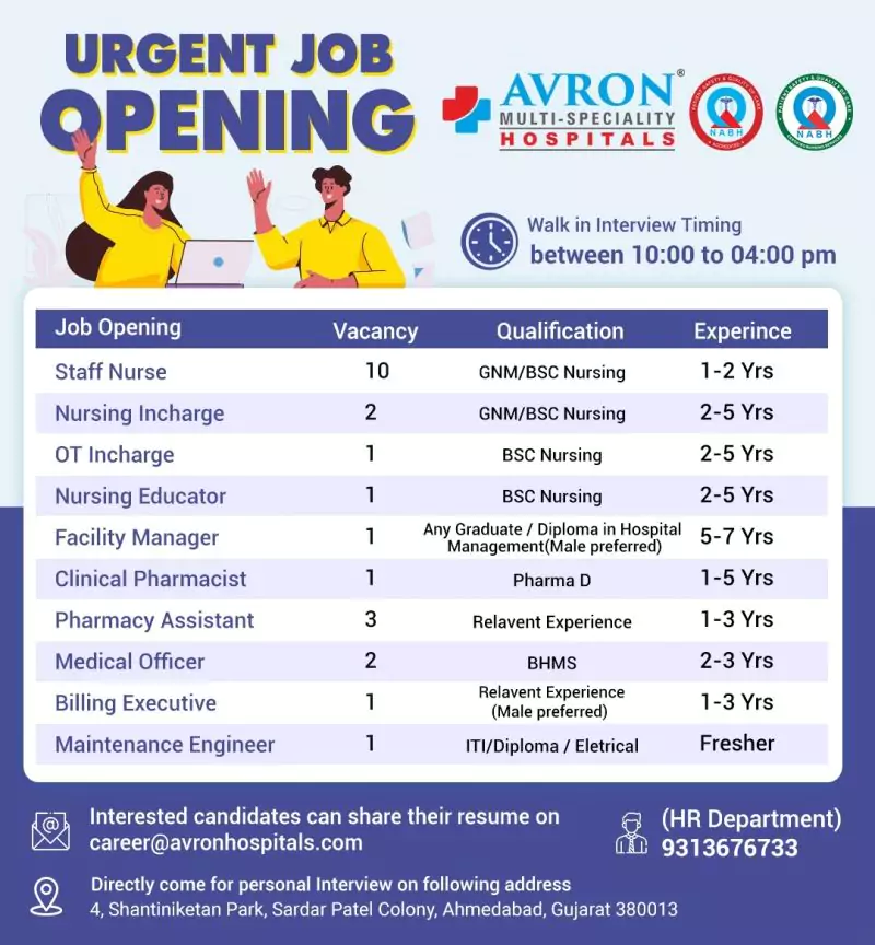 Avron Multi speciality Hospitals Pharmacist Recruitment