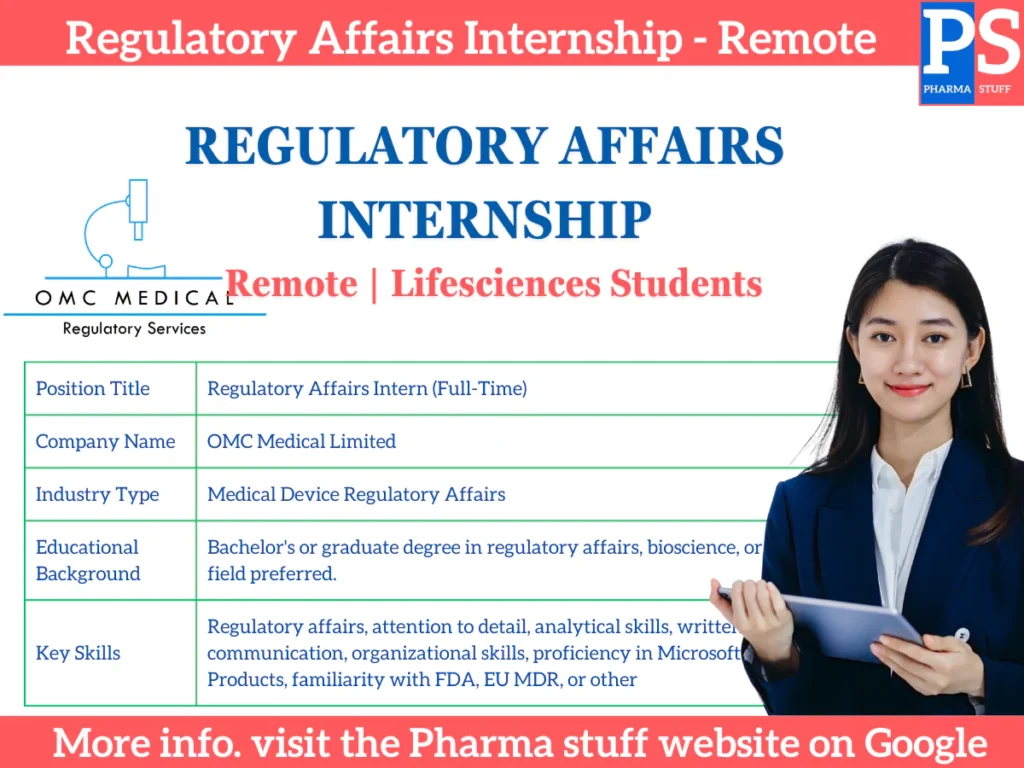 Remote Regulatory Affairs Internship for Lifesciences Students 1 OMC Medical Limited's Lifesciences Internship Opportunity