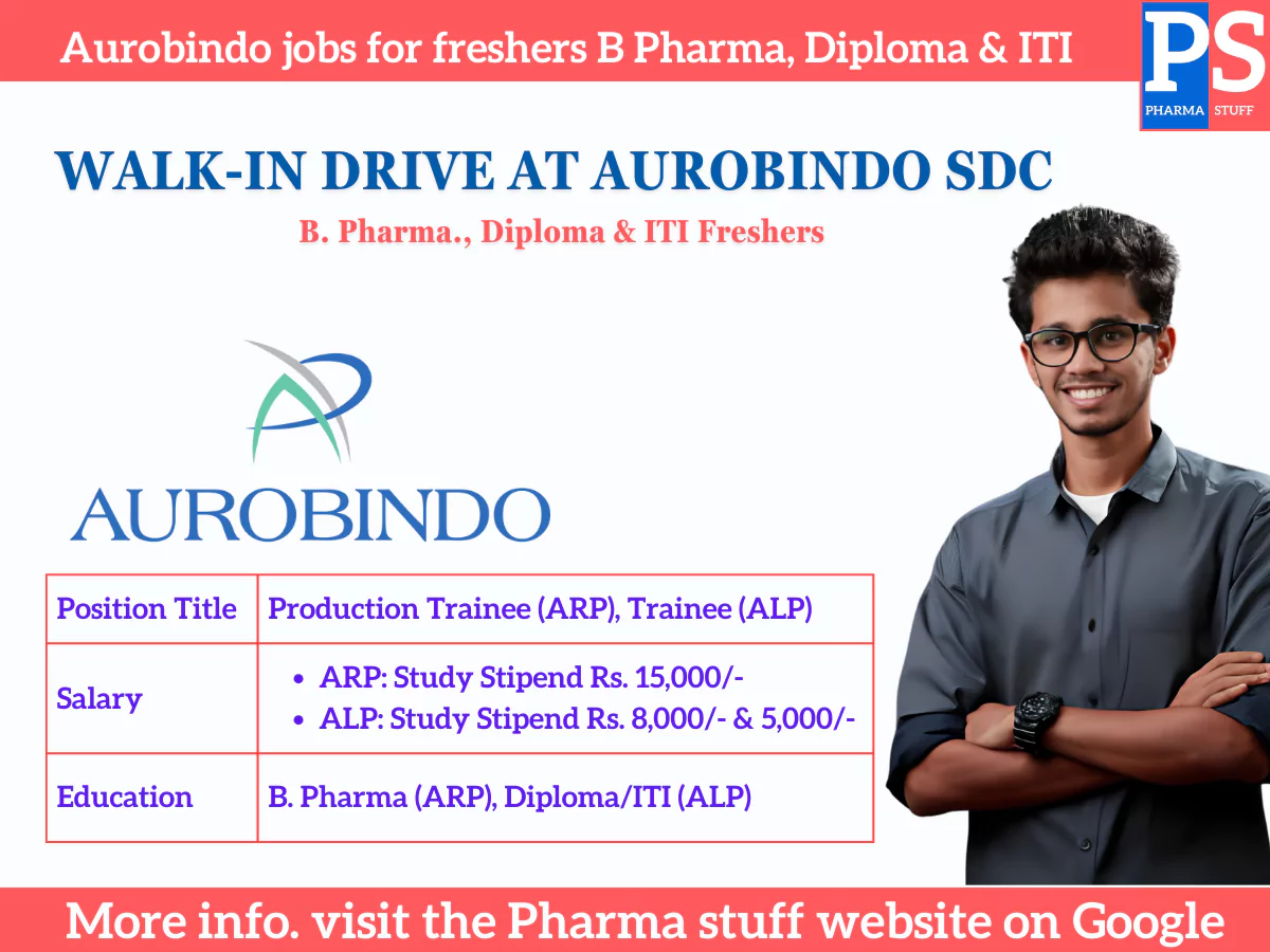 Aurobindo jobs for freshers B Pharma, Diploma & ITI