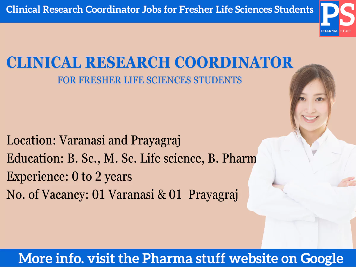 Clinical Research Coordinator Job Opportunity for Fresher Life Sciences Students