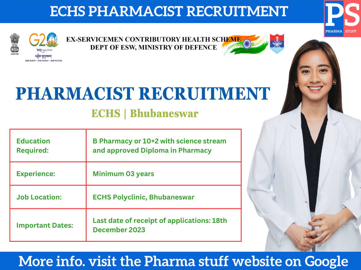 ECHS Bhubaneswar Pharmacist Recruitment Dec 2023