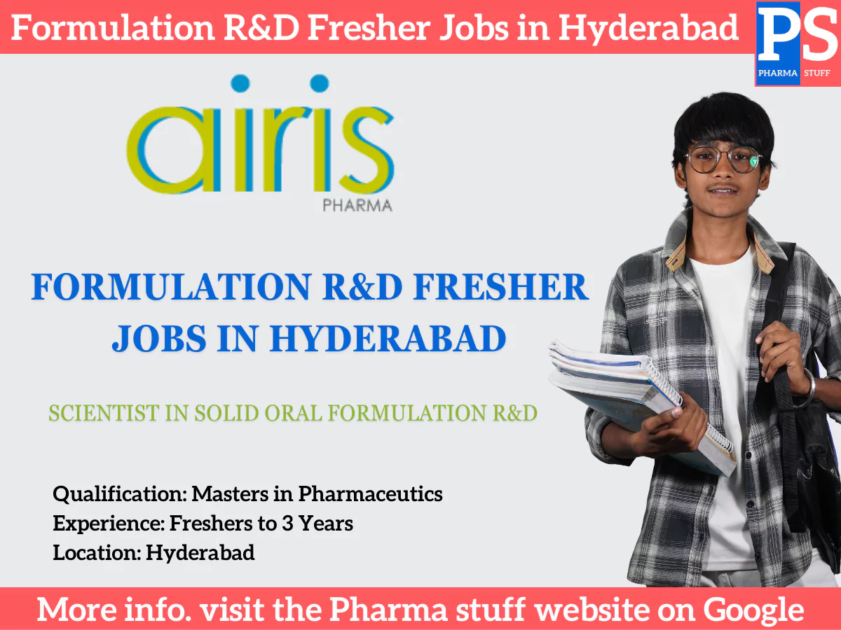 Formulation R&D Fresher Jobs in Hyderabad