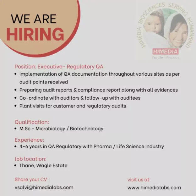 Join HIMEDIA Labs as an Executive - Regulatory QA Professional