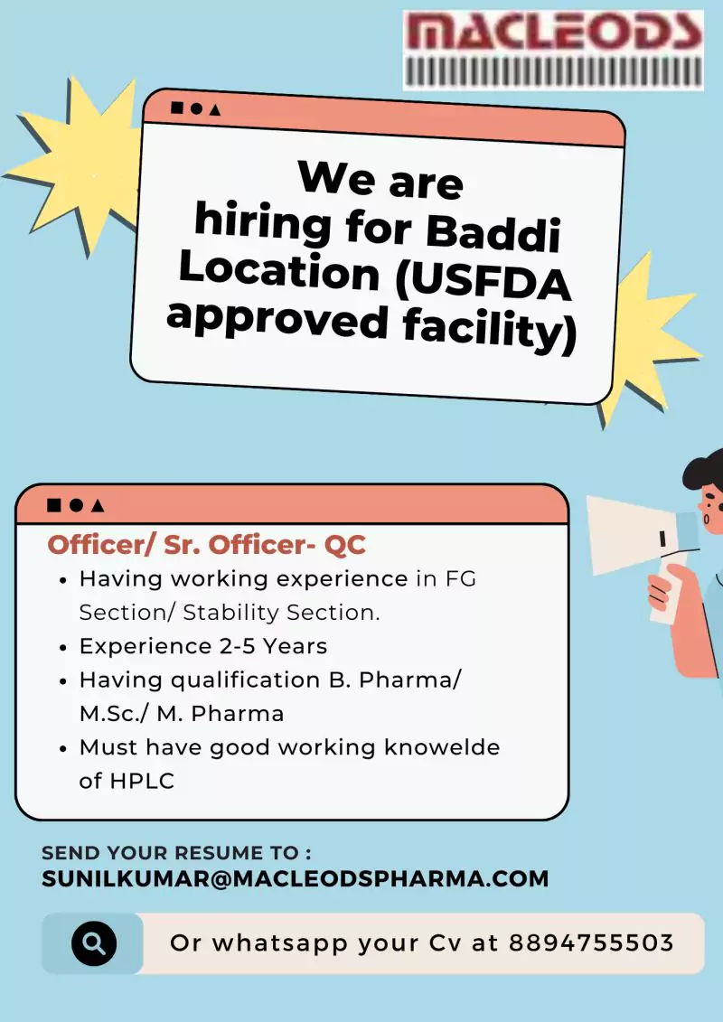 Macleods Pharmaceuticals QC Job Vacancies Await