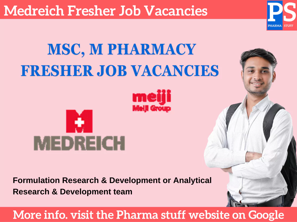 Msc, M Pharmacy Fresher Job Vacancies at Medreich