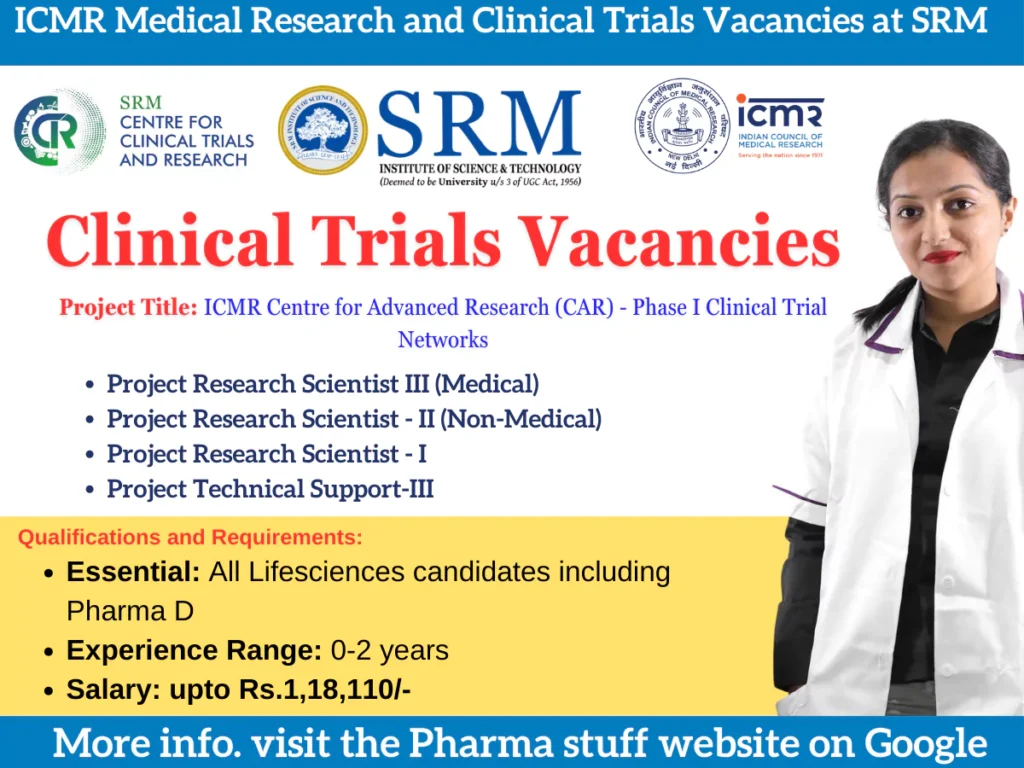 ICMR Medical Research and Clinical Trials Vacancies at SRM