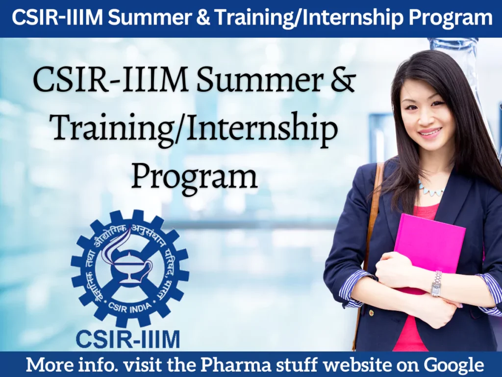 CSIR-IIIM Summer & Training/Internship Program