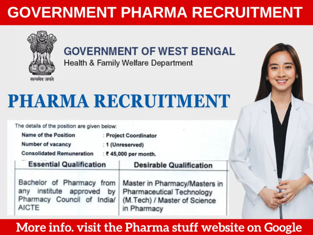 Pharma Recruitment at West Bengal State Health & Family Welfare Samiti
