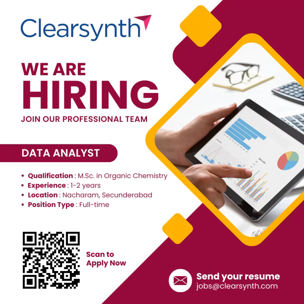 Clearsynth Hyderabad Hiring Data analyst - MSc Organic Chemistry