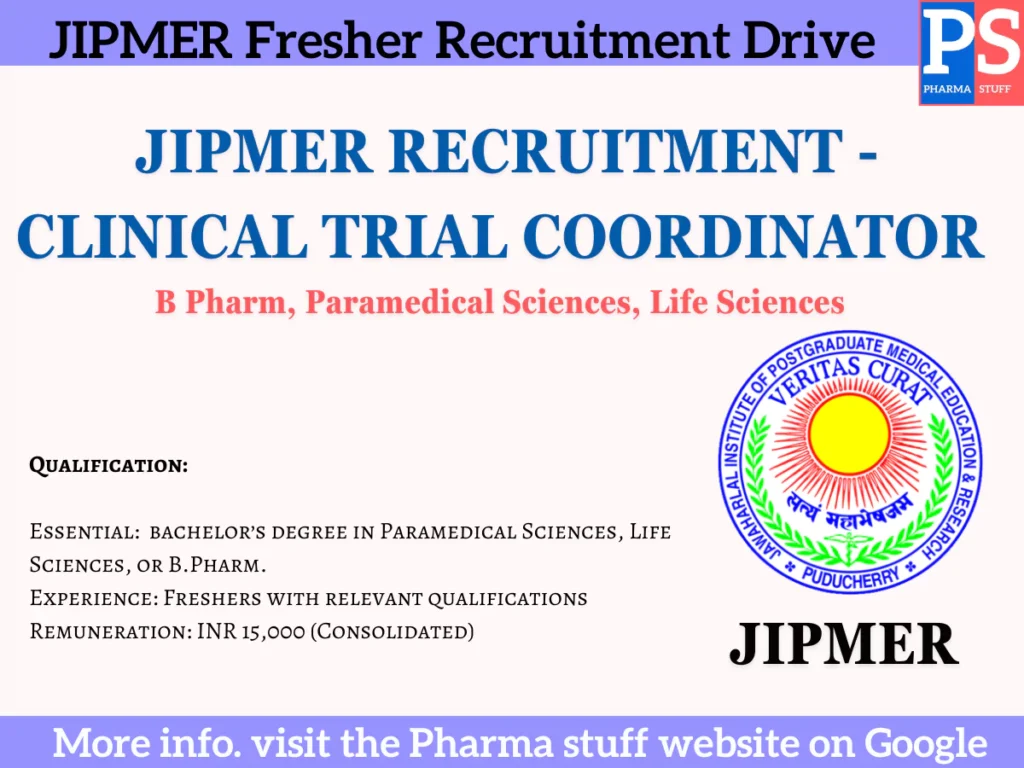 Jipmer Clinical Trial Coordinator Recruitment