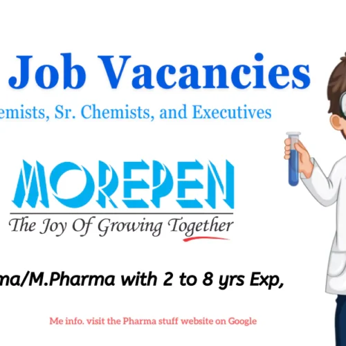 Morepen Laboratories Hiring Quality Control Chemist, Sr.Chemist, and Executive