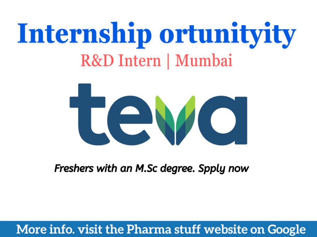 R&D Internship at Teva Pharmaceuticals