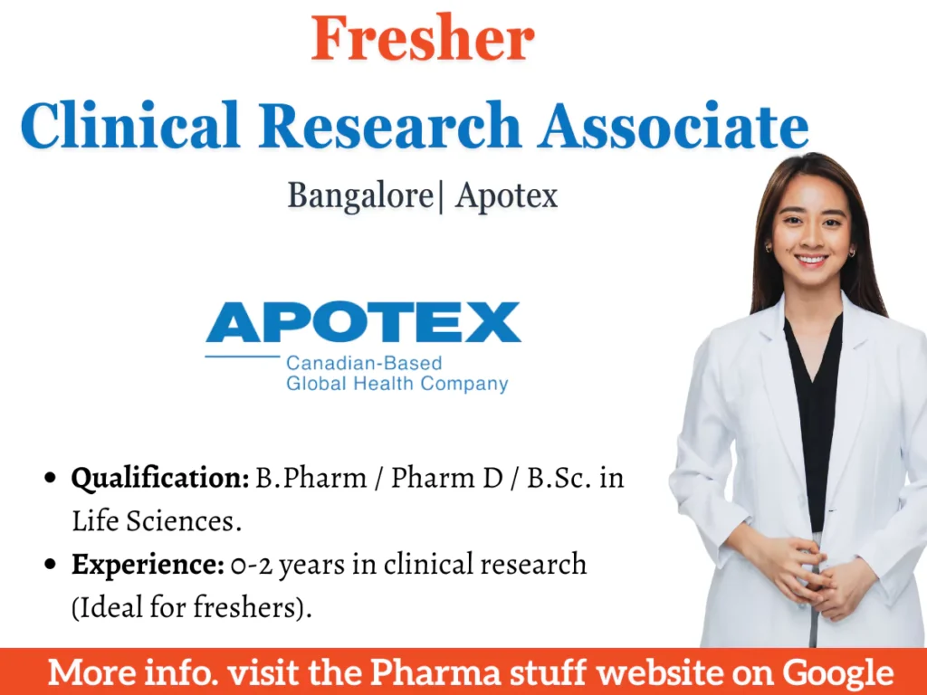 Clinical Research Associate Fresher Vacancies in Bangalore | Apotex