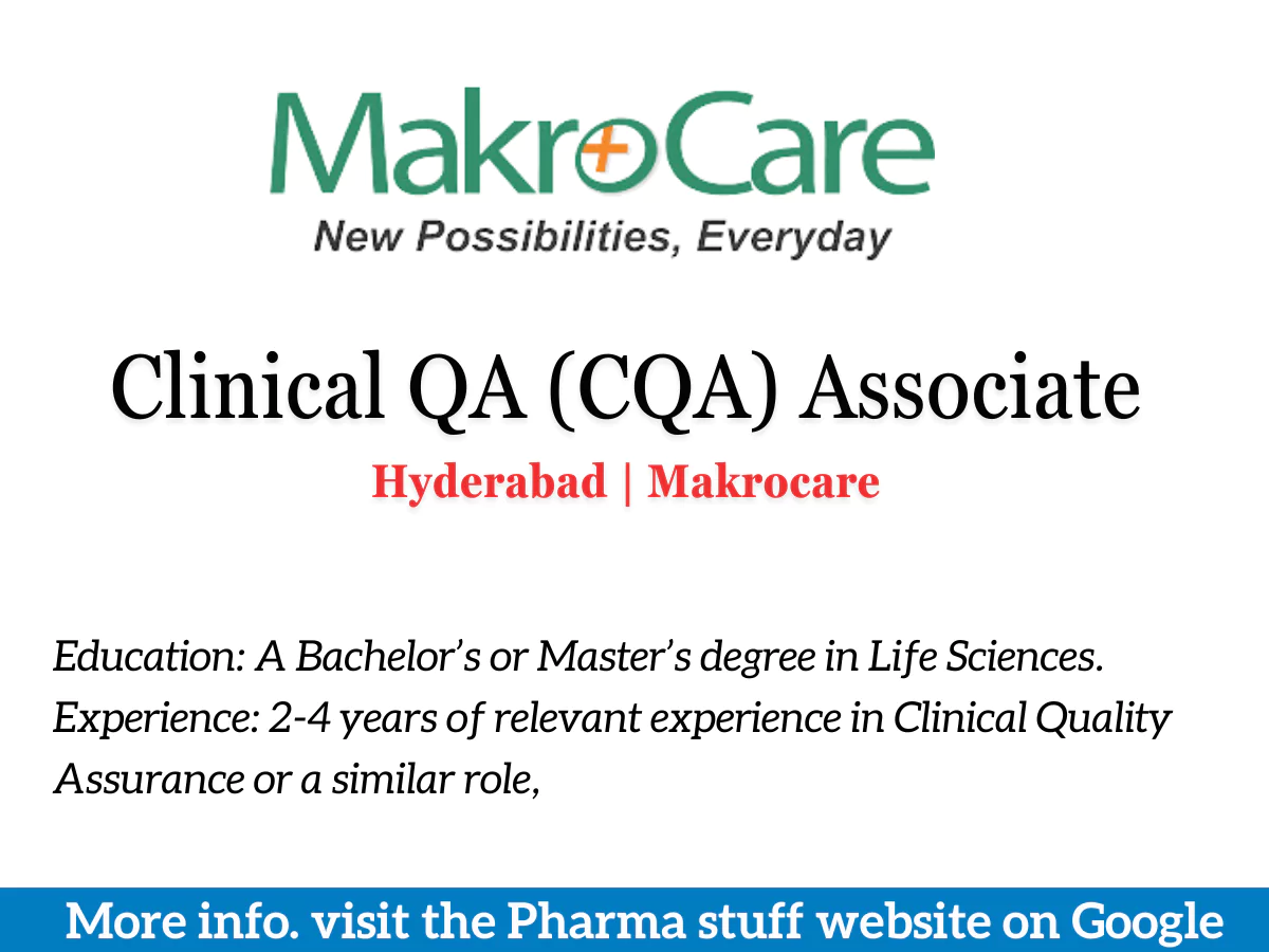 MakroCare Hiring Clinical Quality Assurance (CQA) Associate in Hyderabad