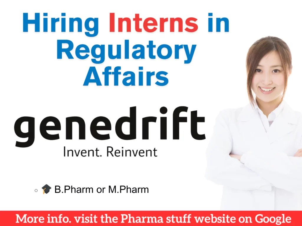 Trainee Intern - Regulatory Affairs opportunity for Pharmacy Students