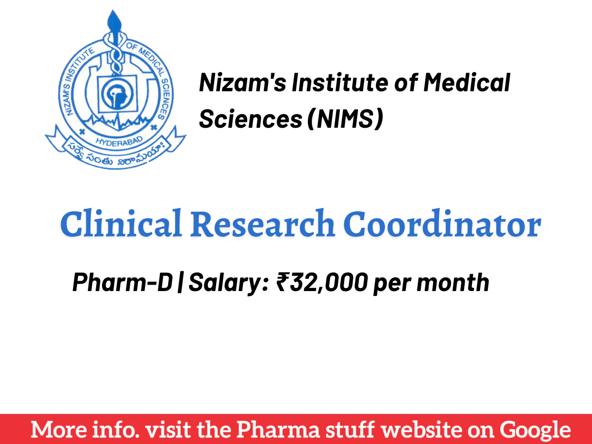 clinical research coordinator hiring at nizams institute of medical sciences