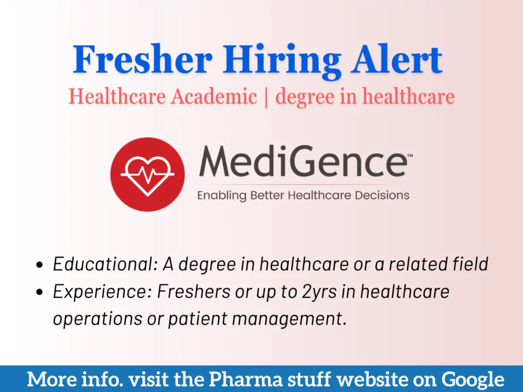 Fresher Hiring for Healthcare Academic at Medigene