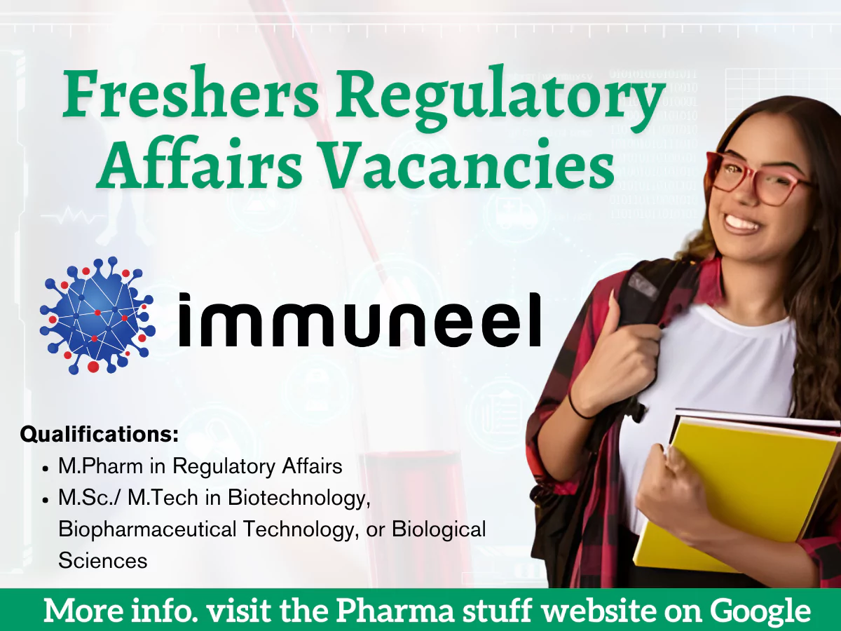 Freshers Regulatory Affairs Vacancies | Immuneel Therapeutics