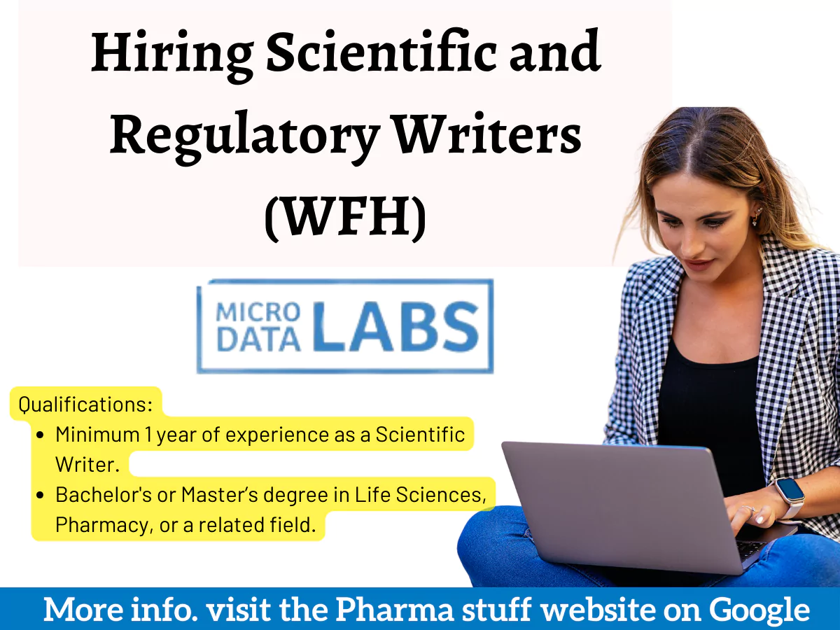 Micro Data Labs Hiring Scientific and Regulatory Writers (WFH)