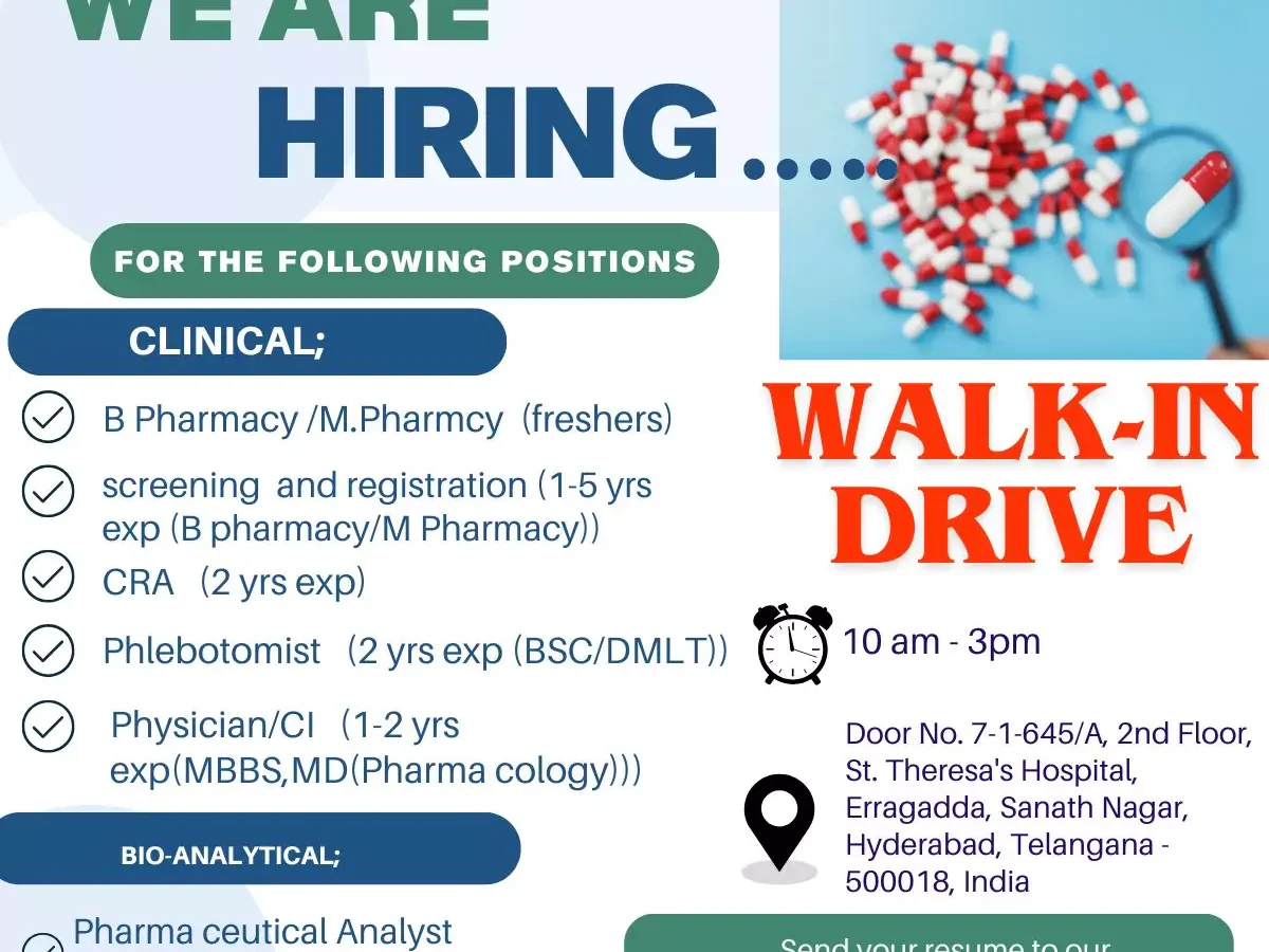 Pharma Fresher Recruitment Drive Hyderabad | Noah Therapeutics