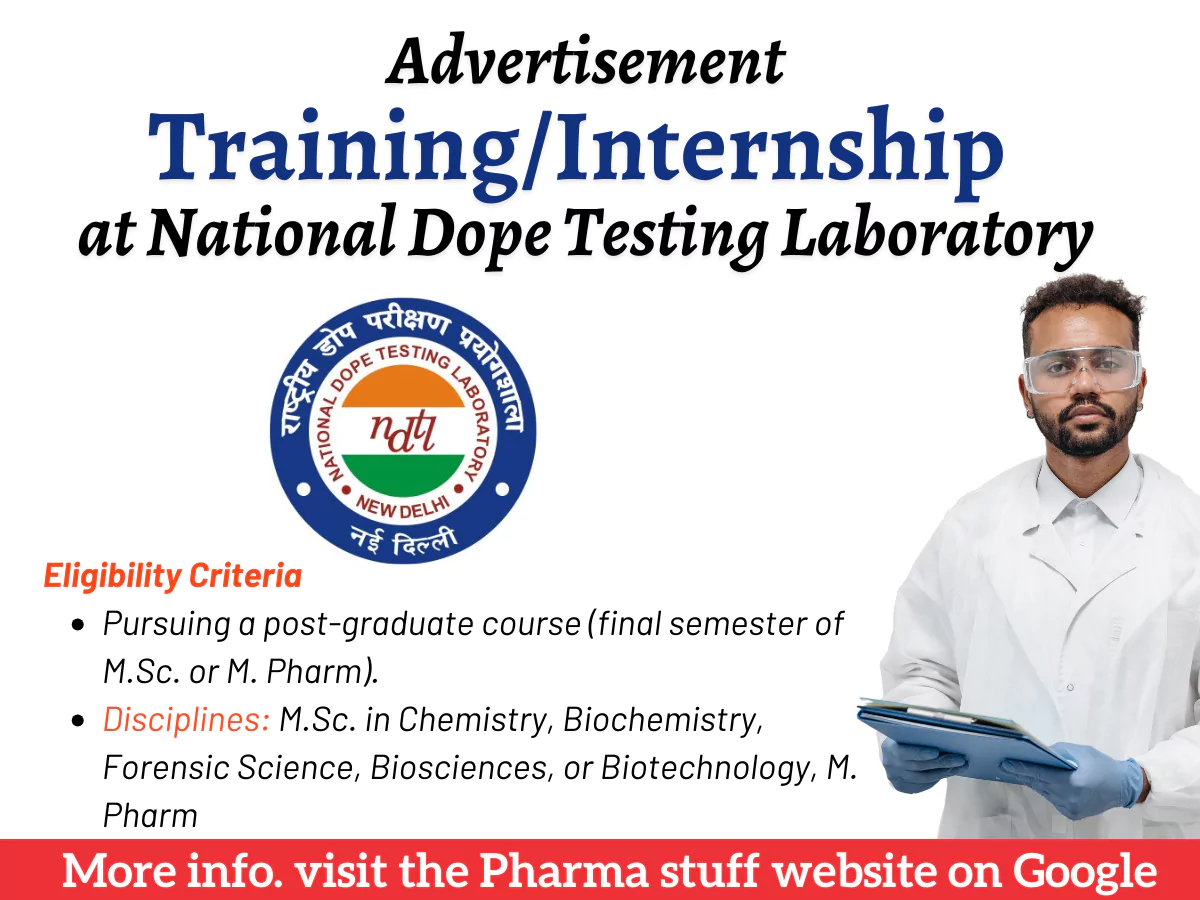 Advertisement for Training/Internship at National Dope Testing Laboratory