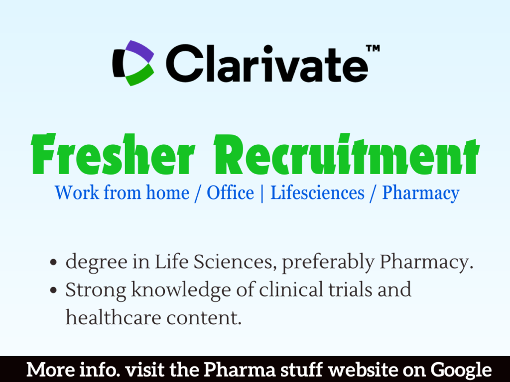 Clarivate Fresher Recruitment | Associate STEM Content Analyst | Lifesciences Apply Now