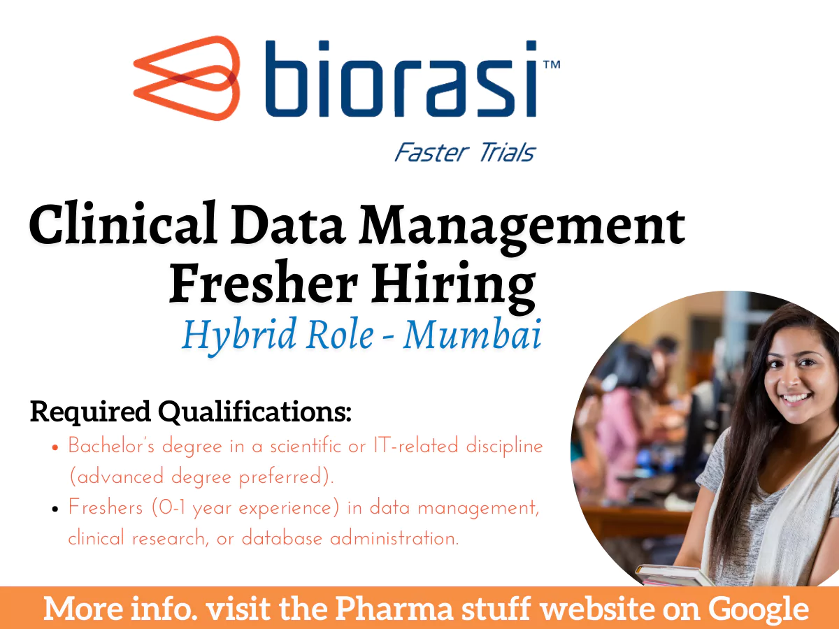 Clinical Data Management Fresher Hiring at Biorasi – Apply Now