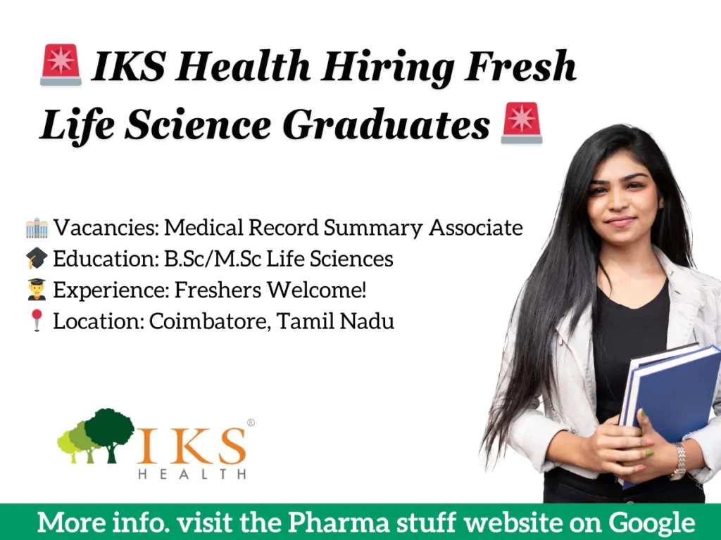 IKS Health Hiring Fresh Life Science Graduates Coimbatore