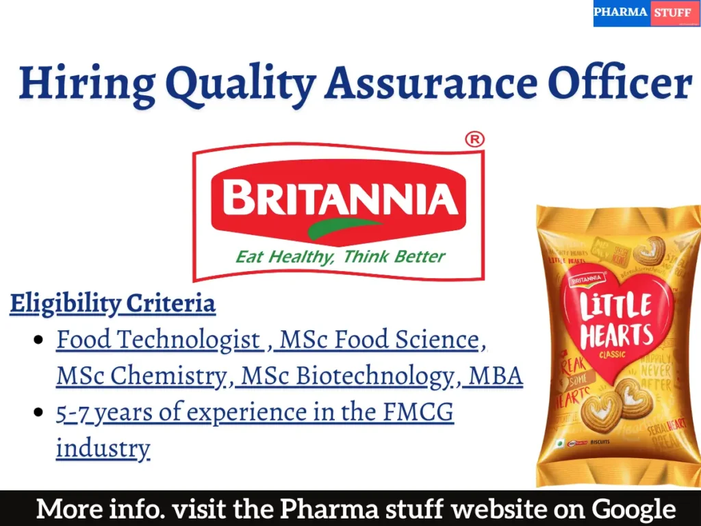 Britannia Hiring FMCG Quality Assurance Officer