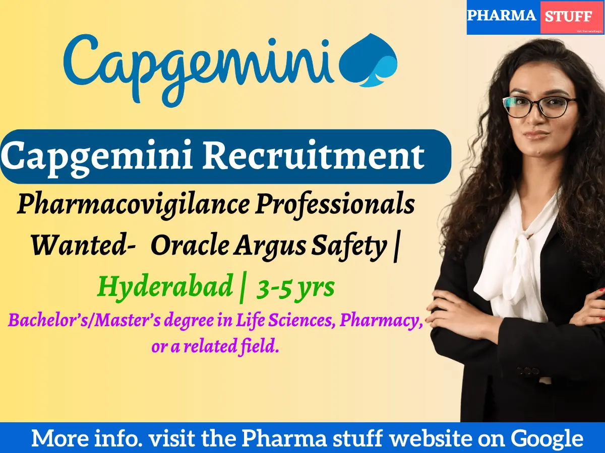 Capgemini Hiring Pharmacovigilance Professionals | Oracle Argus Safety – Hyderabad