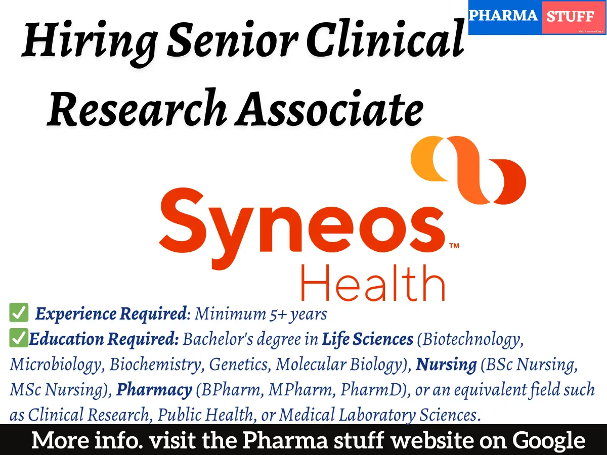 Syneos Health Hiring Senior Clinical Research Associate – Apply now