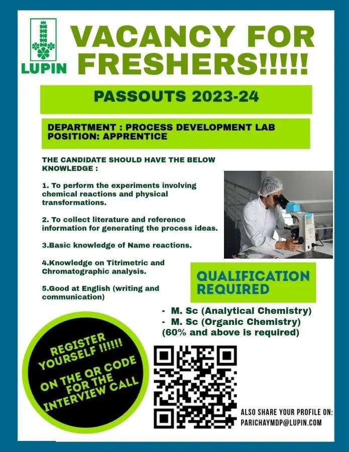 Lupin Apprentice Opportunity for MSc Candidates 3 Lupin Apprentice Opportunity for MSc Candidates