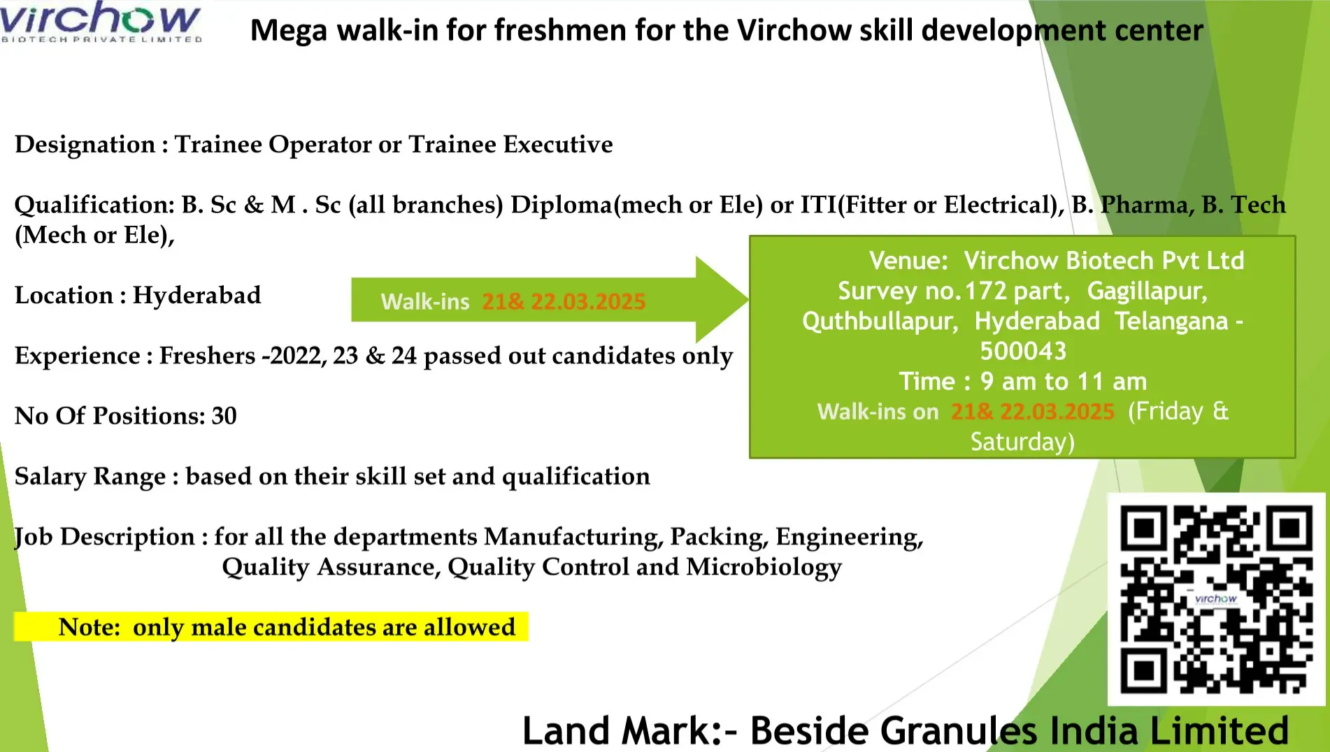 Virchow Mega Walk-In for Trainee Operator or Trainee Executive (Freshers) 3 Virchow Mega Walk-In for Trainee Operator or Trainee Executive (Freshers)