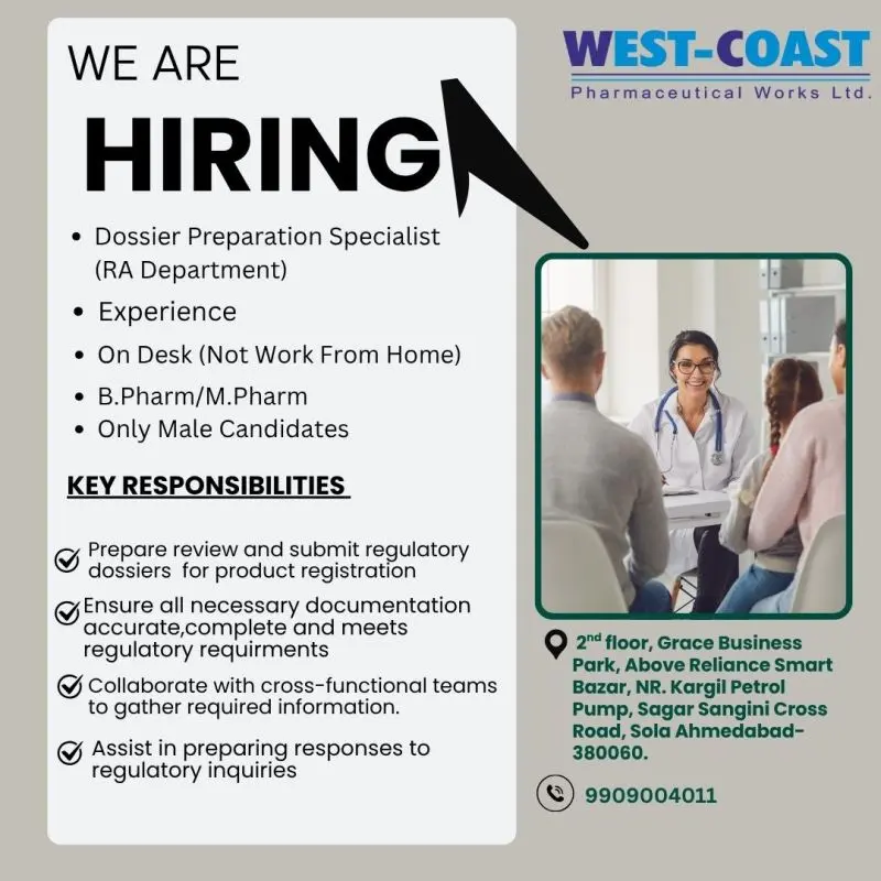 Regulatory Affairs Executive Roles West-Coast Pharmaceutical 2 Regulatory Affairs Executive Roles West-Coast Pharmaceutical