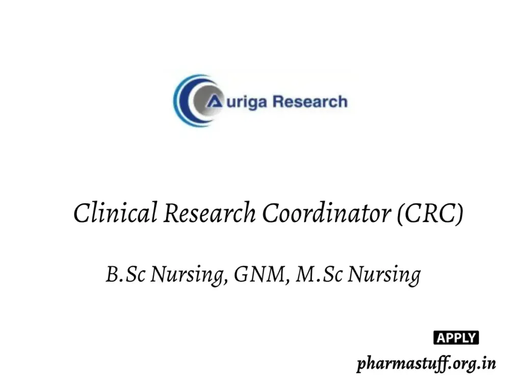 Clinical Research Coordinator (CRC) Job Opening at Auriga Research 1 Clinical Research Coordinator (CRC) Job Opening at Auriga Research – Nursing Background Required