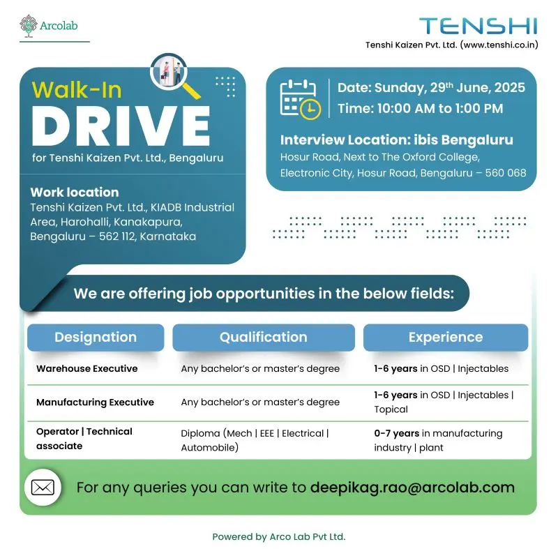 Tenshi Kaizen Walk-In Drive – Openings for Manufacturing, Warehouse & Operator Roles 2 tenshi-kaizen-walkin-manufacturing-warehouse-bengaluru