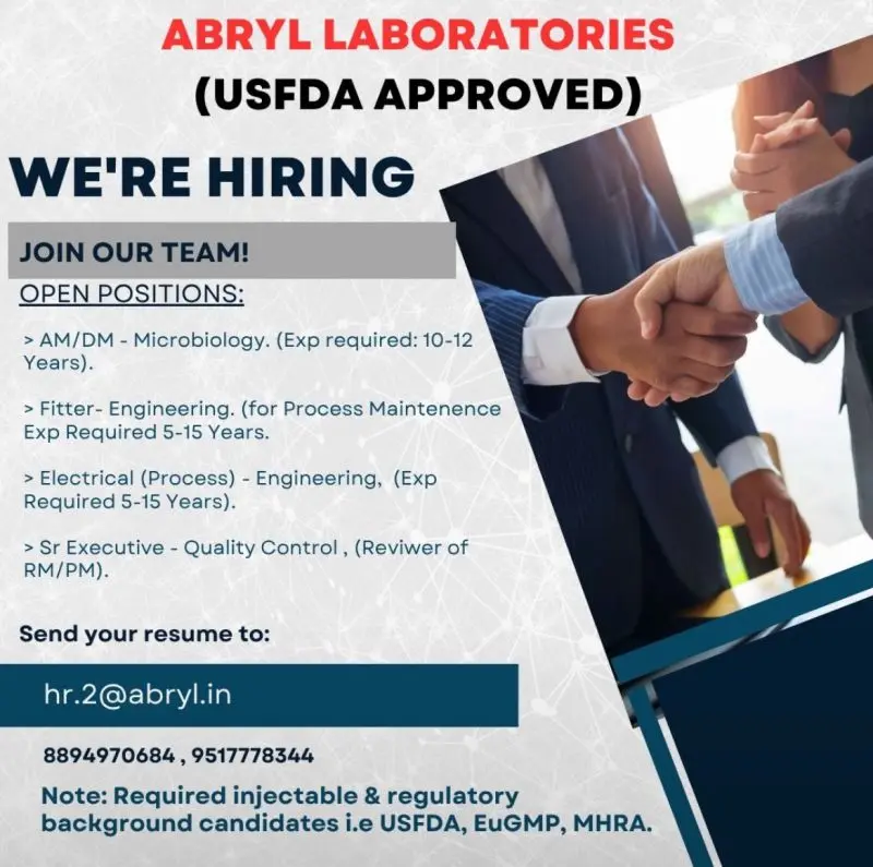 Abryl Laboratories Hiring QA, QC, Microbiology, Engineering 2 Abryl Laboratories Hiring QA QC Microbiology Engineering