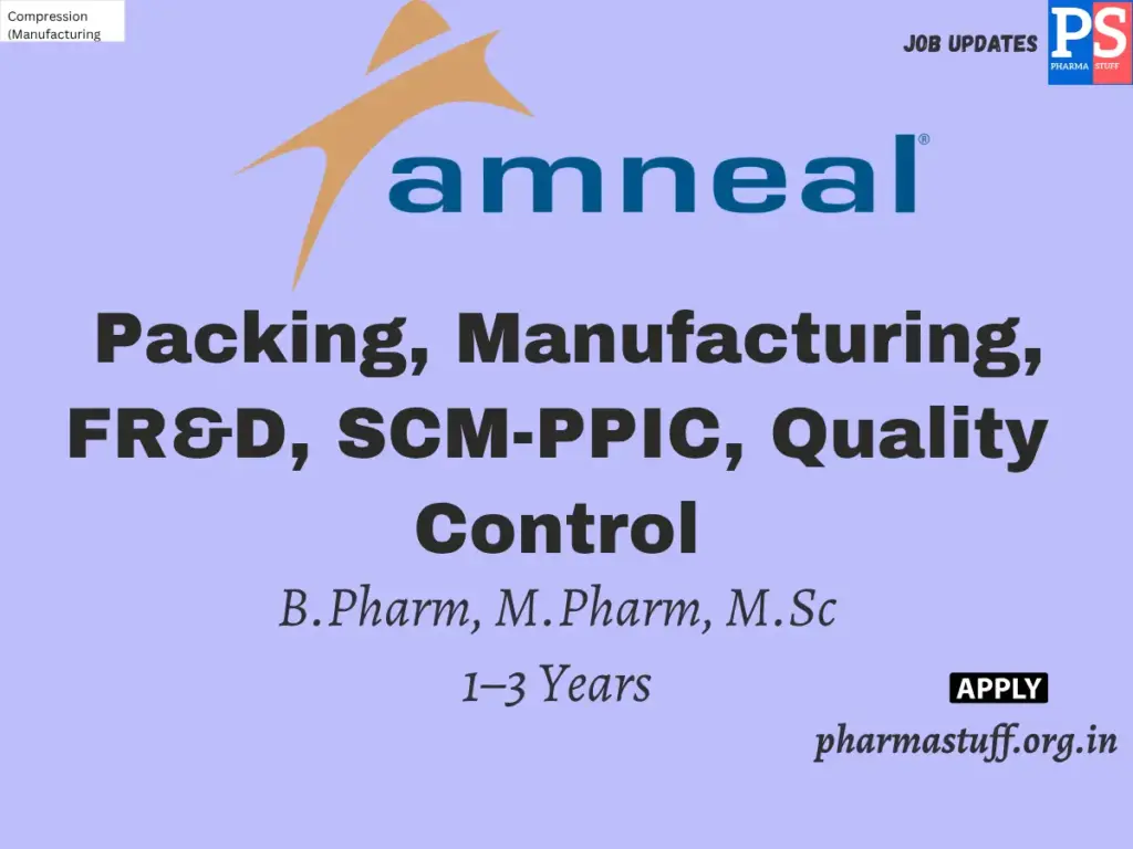 Amneal Pharmaceuticals Hiring Compression (Manufacturing Operations) 1 Amneal Pharmaceuticals Hiring Compression (Manufacturing Operations)