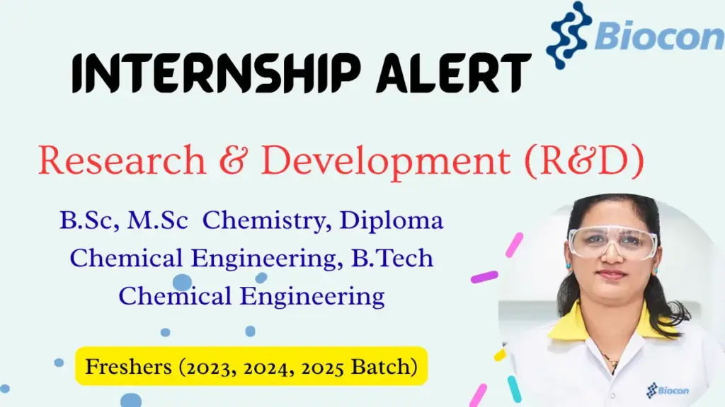 Apprenticeship Opportunity for BSc, MSc, Diploma, and B.Tech Chemistry Graduates