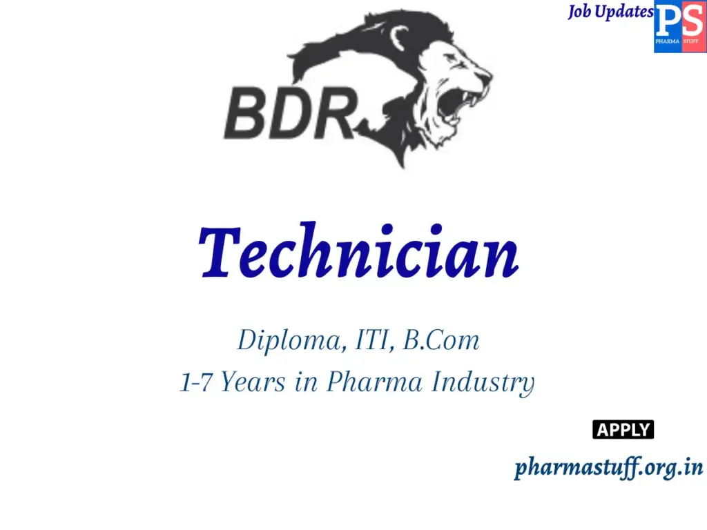 BDR Pharmaceuticals Walk-In Technician
